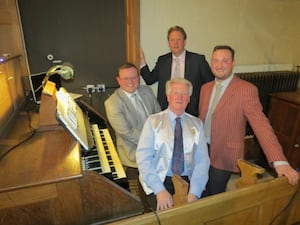 Cameron Lloyd, David Lobban, Damon Willetts and Alec Walters at the Mighty Cradley Compton Organ