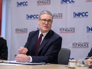 Sir Keir Starmer during a visit to the City of London Police station, central London