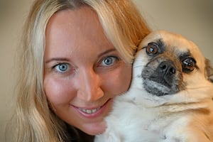 Katia with rescue dog Teddy

 