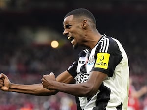 Newcastle's Alexander Isak celebrates after scoring at Nottingham Forest