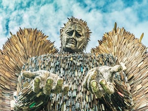 The Knife Angel sculpture by Alfie Bradley made from more than 100,000 seized blades