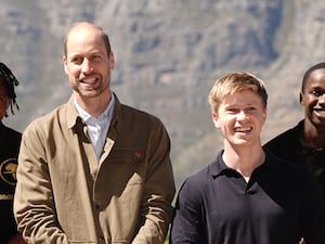 The Prince of Wales and Earthshot Prize ambassador Robert Irwin during a visit to Signal Hill near Cape Town