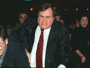 John Prescott reacting to being soaked