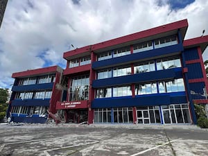 A damaged building in Port Vila