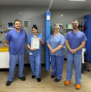 Theatre colleagues at Spire Little Aston Hospital, alongside Hospital Director, Ed Ireland