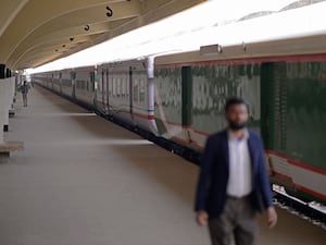 A train at a station in Bangladesh amid a nationwide strike by railway workers