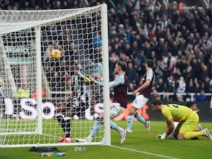 Newcastle's Alexander Isak (left) scores the second goal in a 3-0 Boxing Day victory over Aston Villa