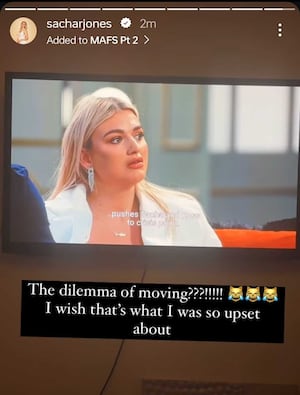 Sacha Jones spoke out on her Instagram