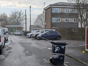 The police cordon in Dudley