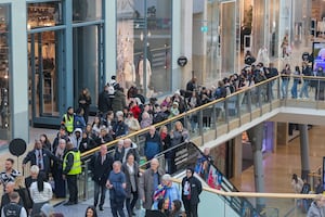 Large queues at Birmingham's Bullring shopping centre for the unveiling of a new Sephora store on November 13 2024