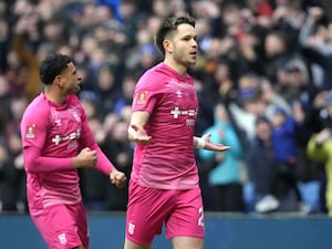 Ipswich Town’s George Hirst (right) celebrates