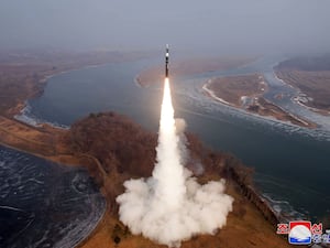 The launch of a hypersonic ballistic missile.