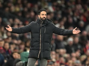 Ruben Amorim gestures on the touchline