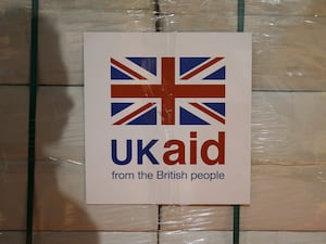 UK Aid logo on boxes of supplies