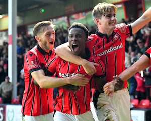 
Liam Gordon celebrates his goal.
