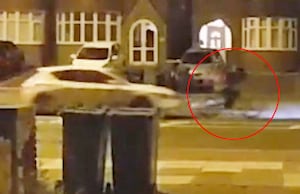 CCTV captures the Seat Leon driven by Abdirahman Ibrahim about to ram Liam Jones' e-bike.