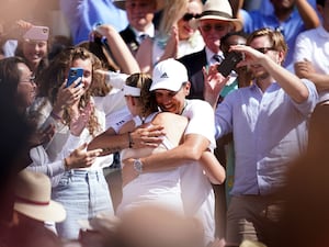 Elena Rybakina hugs coach Stefano Vukov after winning Wimbledon in 2022