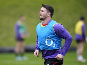 Tom Curry in training action for England