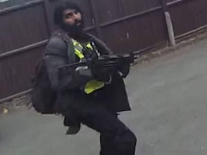 An image from a police bodycam of Hari Mann