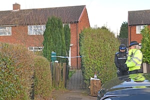 Police at the scene in Main Street, Stonnall, on Tuesday