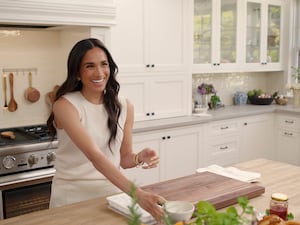 The Duchess of Sussex in a kitchen in an episode from her show