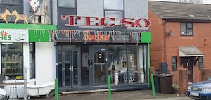 The former Tesco sign can be seen on the roof of the store on Parkfield Road