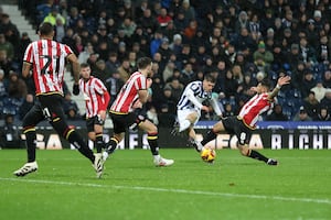 Tom Fellows netted his first goal of the season as a deflected strike made it 2-2 against Sheffield United. (Photo by Adam Fradgley/West Bromwich Albion FC via Getty Images)