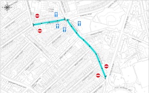 A map showing the one-way systems for Staveley Road and Leicester Street. Photo: Wolverhampton Council