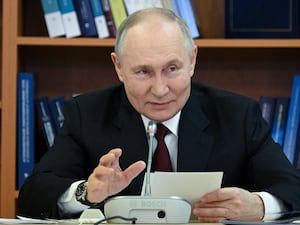 Russian President Vladimir Putin speaks during a meeting of the board of trustees of the Lomonosov Moscow State University in Moscow, Russia