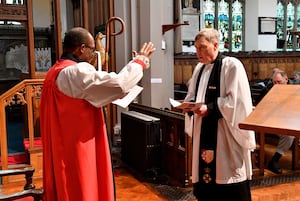 The service of licensing and welcome for Canon Ben Whitmore by the Bishop of Wolverhampton Right Reverend Dr Tim Wambunya at St Bartholomew's Church, Wednesbury.