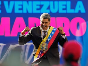 Venezuelan President Nicolas Maduro addresses government supporters