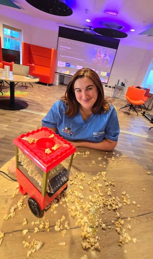 Staff Nurse Joanna Hutton inside the cinema room at Acorns Children's Hospice in Walsall. 