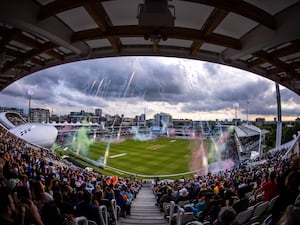 A general view of fireworks before the Men’s final of The Hundred at Lord’s