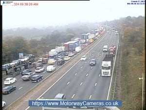 Traffic cameras show the disruption on the M6 near Stafford