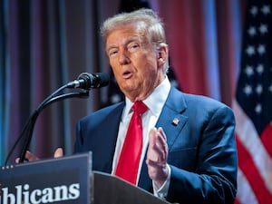 US President-elect Donald Trump speaks during a meeting with the House Republican conference