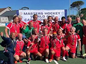 England Over-65 Masters Hockey World Cup winning team.