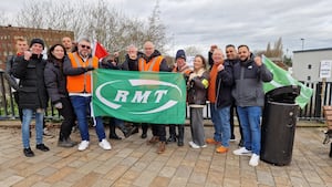 Memembers of the RMT lined the streets of Wolverhampton as they striked over rest day working conditions