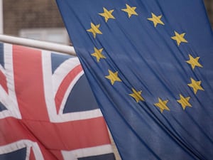 UK and EU flags flying