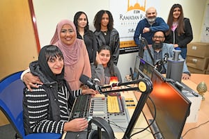 Ramadan radio, Wolverhampton, celebrates six years. Left, Alvina Ali , Farida Khalifa,Jaweriah Ali,Wateen Altourki, Aya Saad,Zahid Ali,Yusuf Malik and Fariha Ali.