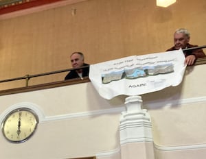 Protestors against planned homes on a site in Brierley Hill brought a banner to Dudley Council''s planning meeting. Picture: Martyn Smith