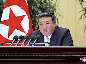 Kim Jong Un delivers a speech