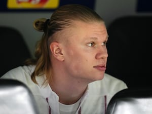 Erling Haaland on the Manchester City bench against Real Madrid