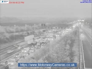 Traffic building up on the M6 near Junction 10 for Walsall. Photo: Motorway Cameras