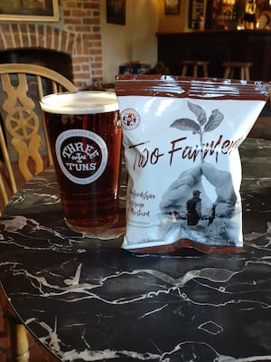 It was a pint from the Three Tuns range and some meaty crisps in Bishop's Castle. Photo: Paul Heaton