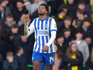 Georginio Rutter celebrates scoring for Brighton