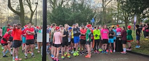 The festive run event saw almost 600 people attend