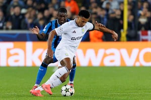 Club Brugge's Joel Ordonez and Aston Villa's Ollie Watkins