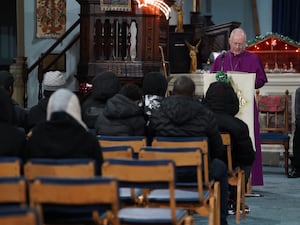 Bishop of Woolwich The Venerable Alastair Cutting speaking during a vigil at St Mary Magdalene church in Woolwich, south London, for 14-year-old Kelyan Bokassa who was stabbed to death on a London Bus on Tuesday