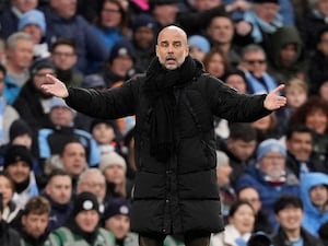 Manchester City manager Pep Guardiola gestures on the touchline