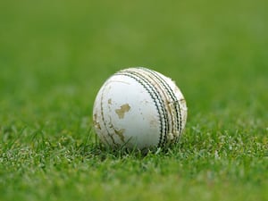 General view of a white cricket ball at an England women's team net session